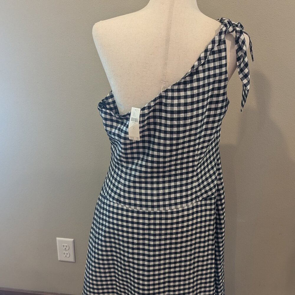 Anthropologie One-Shoulder Gingham Midi Dress - Picture 5 of 13
